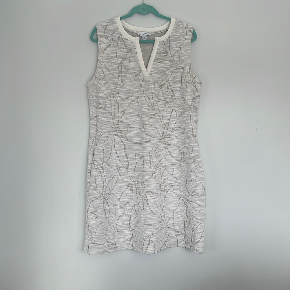 Liz Claiborne V-Neck A-Line Sleeveless Dress ~ Cream ~ L - Picture 1 of 5